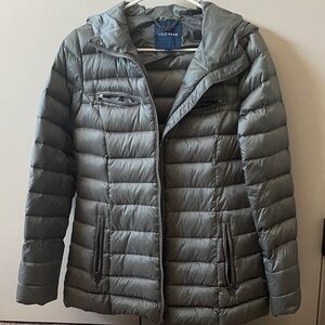 Cole Haan Women's Gray Hooded Down Puffer Jacket
